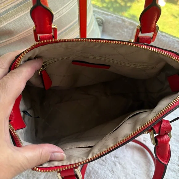 Michael Kors EUC Ciara Medium Saffiano Leather Satchel in Red - Picture 13 of 16